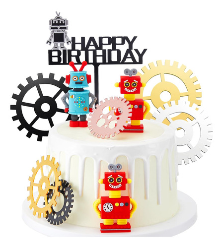 11 Piezas De Robot Para Tartas De Cumpleaños Para Niños, Rob
