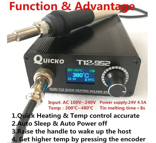 Imagen 5 de 9 de Estacion Soldado Quicko T12-952 Incluye Una Punta T12-ku 75w