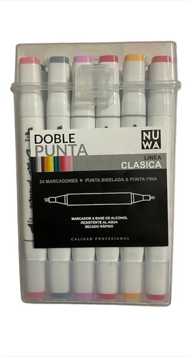 Set De 24 Marcadores Nuwa Touch Star Doble Punta Con Funda !