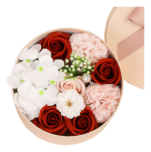 Regalo Día San Valentín Flor Jabón Caja Redonda Pequeña Un