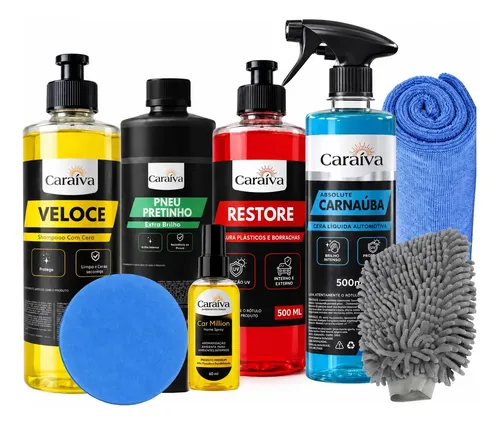 Kit Para Lavar Carro Cera Pretinho Silicone Cheirinho Pano