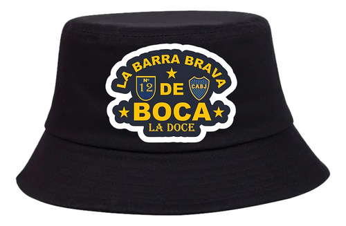 Gorro Pesquero Barra Boca Juniors Sombrero Bucket Hat Black