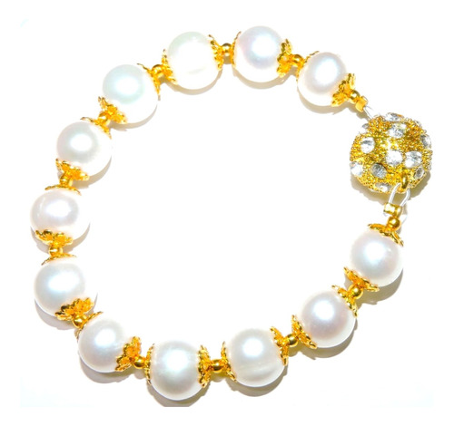 Pulsera Perla Cultivada Magnética - Redondo Blanca 