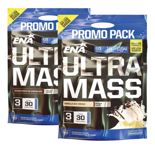 2x1 Ultra Mass Ena 3kg Proteina+carbohidrato Aumento De Peso