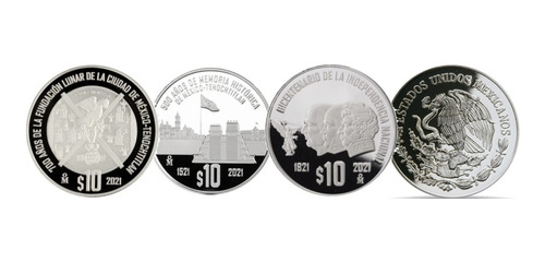 Conmemorativas 10 Pesos Plata Mexico-teochtitlan-bicentenari