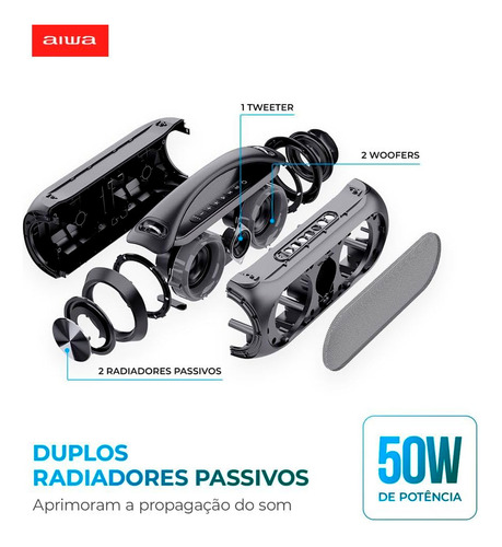 Caixa De Som Boombox Multispkrsound Aws-bbs-02 Bl Aiwa