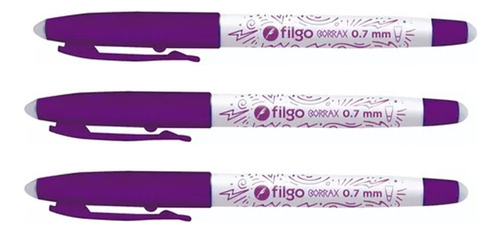 3 Lapicera Bolígrafo Roller Gel Filgo Borrax Borrable