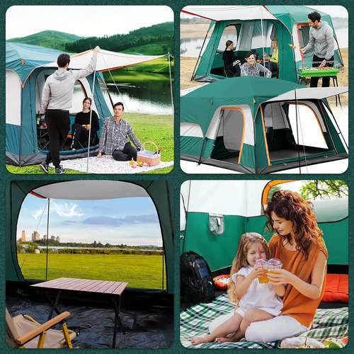 Carpa Instant Acampada Amplia Para 8-12 Personas Double Capa