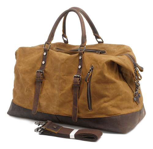 Bolsa De Viaje De Piel Para Hombre, Caqui, Talla Única