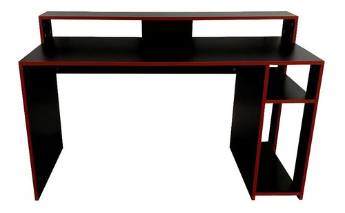 Escritorio gamer Decomobil EscriGamer melamina de 140cm x 75cm x 60cm negro y rojo