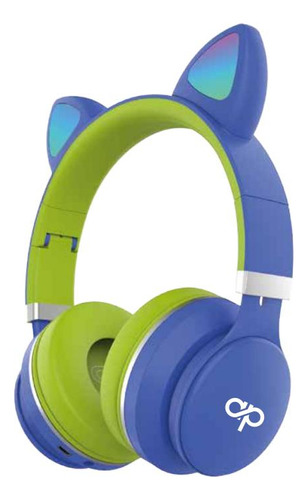 Audífonos Para Niños Bluetooh Con Orejas Led Color Azul - Ps