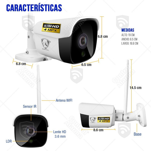 Imagen 9 de 10 de 2 Camaras Wifi Ip Ultra Hd 4 Mpx Exterior Video Seguridad