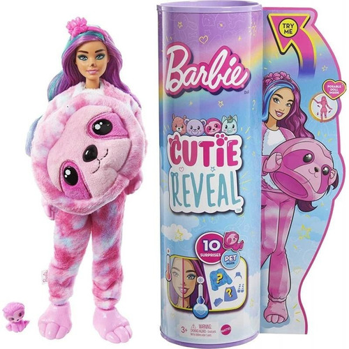 Imagen 1 de 5 de Muñeca Barbie Cutie Reveal Perezoso Hjl59 Mattel Bestoys