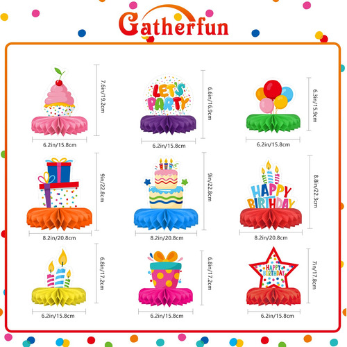 Centro De Mesa Para Fiesta De Cumpleaños Base De Panal 9 Pz