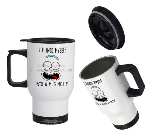 Mug Vaso Termico Viajero Para Carro Rick And Morty 03