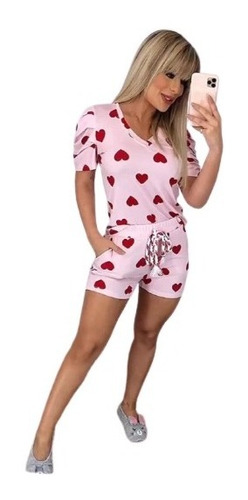 Imagem 1 de 6 de Conjunto Pijama Confort Short + Blusa Manguinha Core