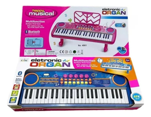 Piano Para Niños Organeta Teclado 49 Teclas + Micrófono 4901 Color Segun Disponibilidad 110v