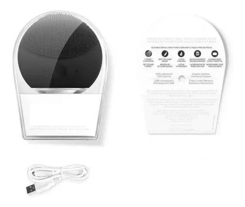 Limpiador Facial Masajeador Recargable Usb Negro