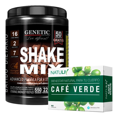 Reemplaza Comida Dieta Shake Mix Genetic Quemador Café Verde