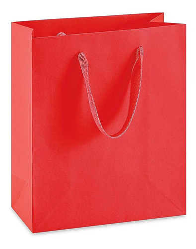 Bolsas Con Asas De Listón - 20x10x25cm, Rojas - 100/paq