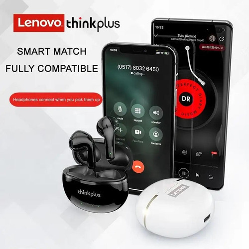 Auriculares in-ear gamer inalámbricos Lenovo EarPods Pro Live Pods X16 blanco con luz LED