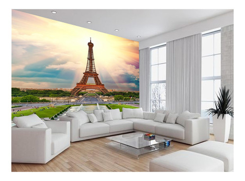 Papel De Parede Paris Torre Eiffel Sol Nuvens 7,5m² Ncd300