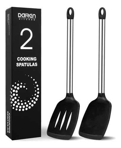 2 Espatula Cocina Silicona S Bpa Acero Inoxidable Para Freir