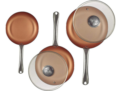 Set 5 Piezas Sartenes Con Tapa Aluminio Prensado Color Copper