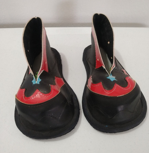 Zapatos De Payasito Negro-rojo Hechos A Mano No 20 Z105