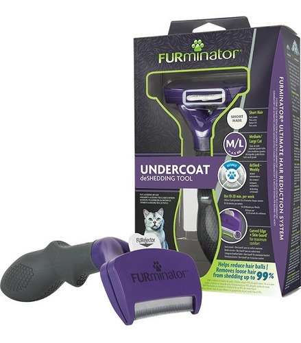 Cepillo Furminator Pelo Corto M/l Gato Mediano Grande Color Violeta