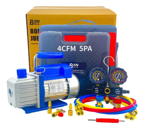 Bomba De Vacío Benzhijia 4cfm 1/3hp 110v + Kit De Manómetro