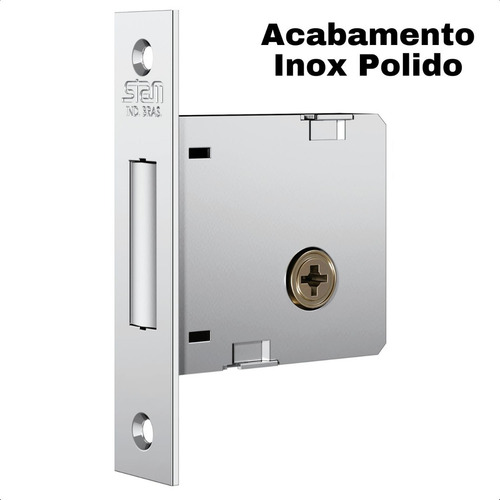 Trava Tetra Stam Fechadura Auxiliar 1004 Roseta Redonda Inox Cor Cromado