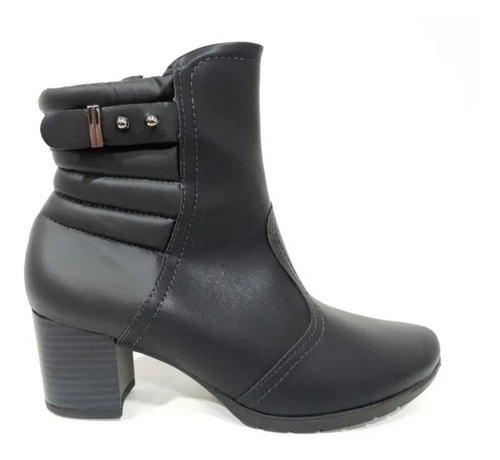 Bota Piccadilly Negra Con Taco Y Acolchado Atrás Art.331010