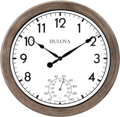 Reloj Pared Bulova Para Interior Y Exterior Con Termómetro