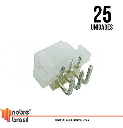 Conector Mini Fit Macho 6 Vias Passo 4,2mm Kit 25 Peças