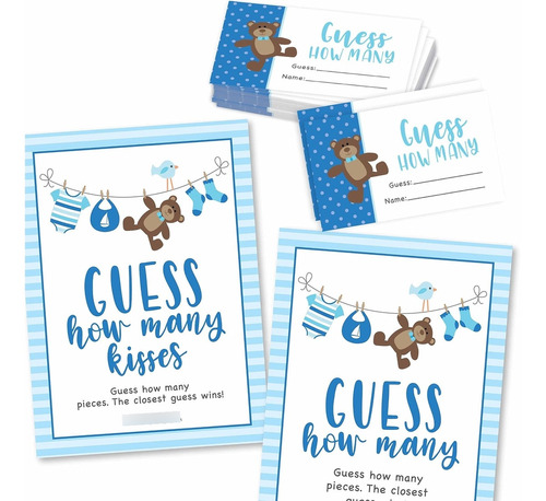 Adivinanza Idea Baby Shower Adivinar Cuanto Beso Azul