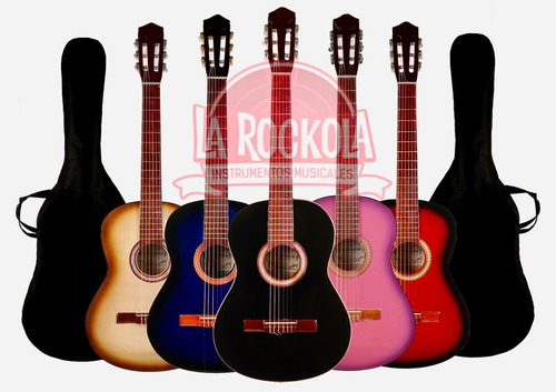 Imagen 1 de 4 de Guitarra Criolla De Estudio Varios Colores Con Funda Oferta!