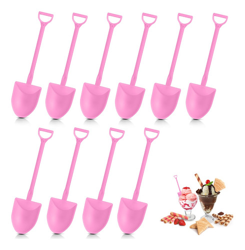 100 Cuchara De Postre De Plástico Desechables, Rosa