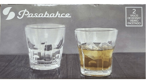 Set X2 Vaso Bajo Whisky Pasabahce Temple 400cc Vidrio Turco Color Transparente