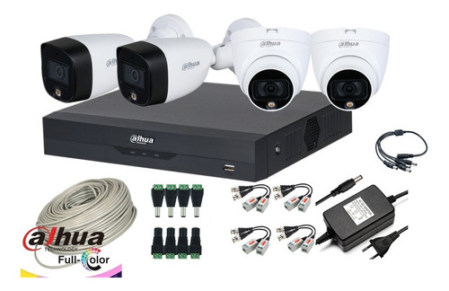 Cctv Kit Dahua Pro 2mp 4 Cam Full Color Wizsense 1080p Fhd