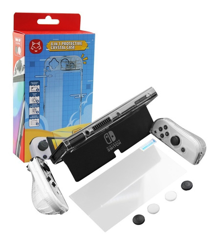 Pack Proteccion Carcasa Lamina Nintendo Switch Oled 8 En 1