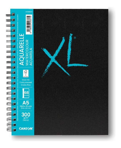 Cuaderno Canson Aquarelle Xl Book 300 g/m2, tamaño A5, 34 hojas