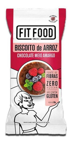 Biscoito De Arroz Chocolate Meio Amargo Fit Food 60g (6x)