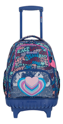 Mochila Xtrem Trolley Cross 2.0 4xt Blue Hearts Color Azul Diseño de la tela Lisa