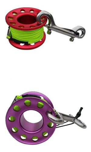 2pcs Carrete De De Buceo Con Clips De Doble Extremo 15 M