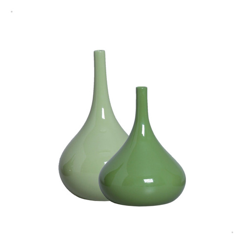 Joelma Decorações  Jasmim kit 2 garrafa decorativa em cerâmica cor verde