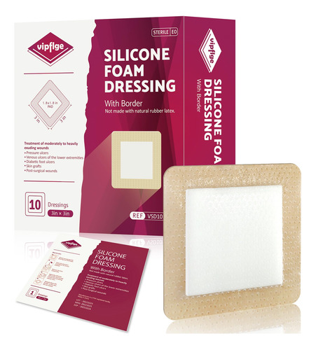 Silicio Foam Dressing 3x3 In, Highly Absorbent Bed 55c9i