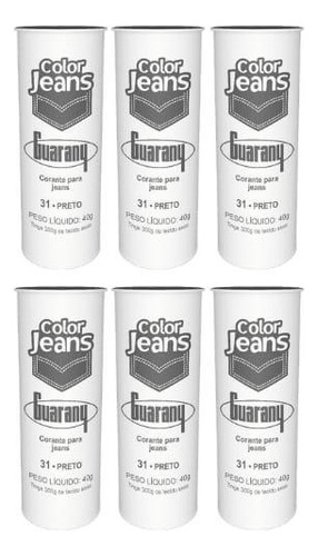 Tinta Tecido Corante (6u) Color Jeans Tintol Guarany Preto