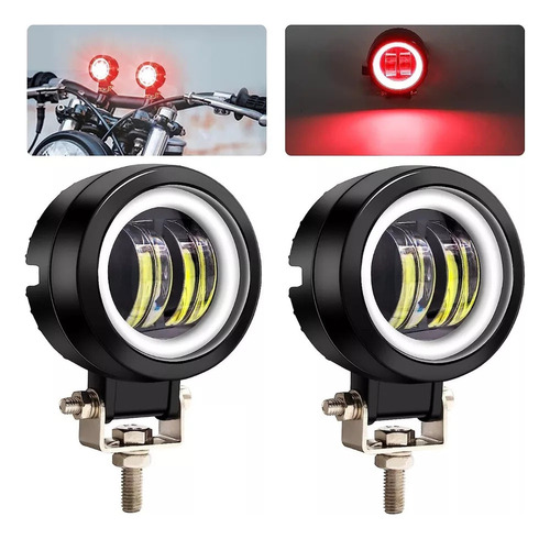 Par Faros Auxiliares Moto Exploradoras Ojos De Ángel 6d 20w