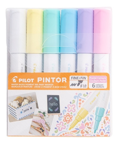 Marcador Pilot Pintor Pastel - Punta Fina Set De 6 Colores
